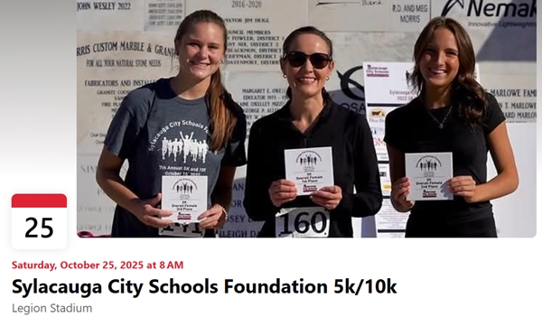 Traffic Advisory for the Sylacauga City Schools Foundation Run this Saturday, Oct. 25