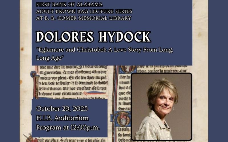 Dolores Hydock to present medieval love story at B.B. Comer Memorial Library’s Brown Bag Lecture Series