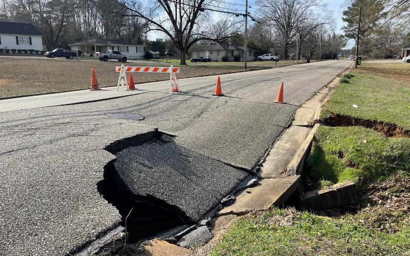 West Park St. in Sylacauga closed after washout caused by heavy rain