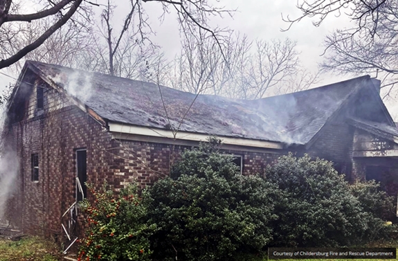 Childersburg, Harpersville Fire Departments battle 3rd St. NW house fire; homeowner treated for minor injuries