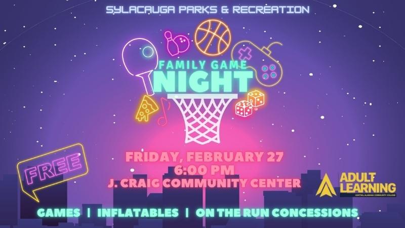 Sylacauga Parks and Recreation to host free Family Game Night on Friday, Feb. 27