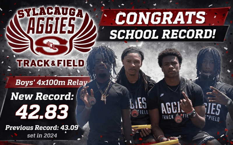 Sylacauga’s 4×100 relay team breaks school record at Talladega County track meet