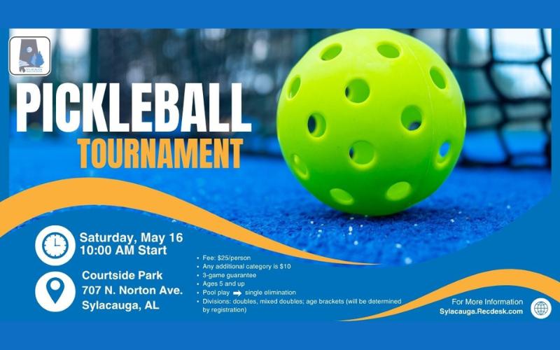 Sylacauga Parks and Recreation to host inaugural pickleball tournament at Courtside Park on Saturday, May 16