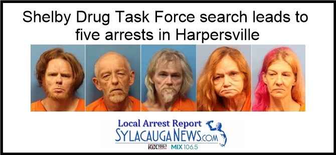 Five arrested following drug task force raid in Harpersville
