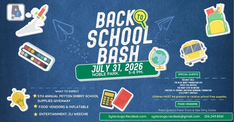 Back to School Bash set for Friday, July 31 at Noble Park