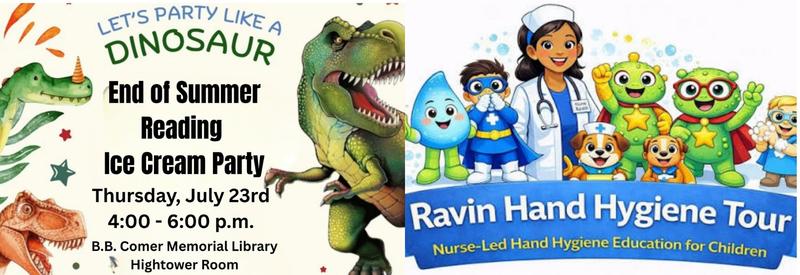 B.B. Comer Memorial Library to host Summer Reading ice cream party, Ravin Hand Hygiene Tour