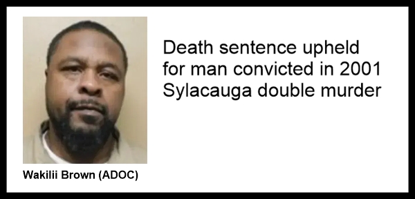 Death sentence upheld for man convicted in 2001 Sylacauga double murder